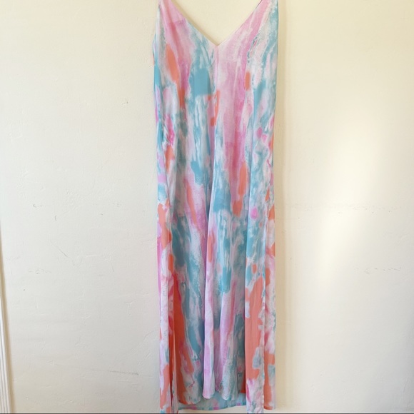 Lulus Flying Watercolors Fuchsia Print Maxi Dress sz s - Picture 6 of 8